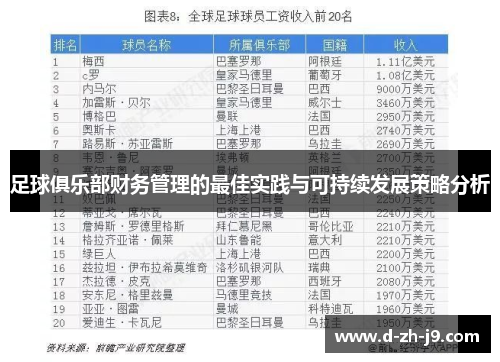足球俱乐部财务管理的最佳实践与可持续发展策略分析 足球俱乐部财务管理的最佳实践与可持续发展策略分析